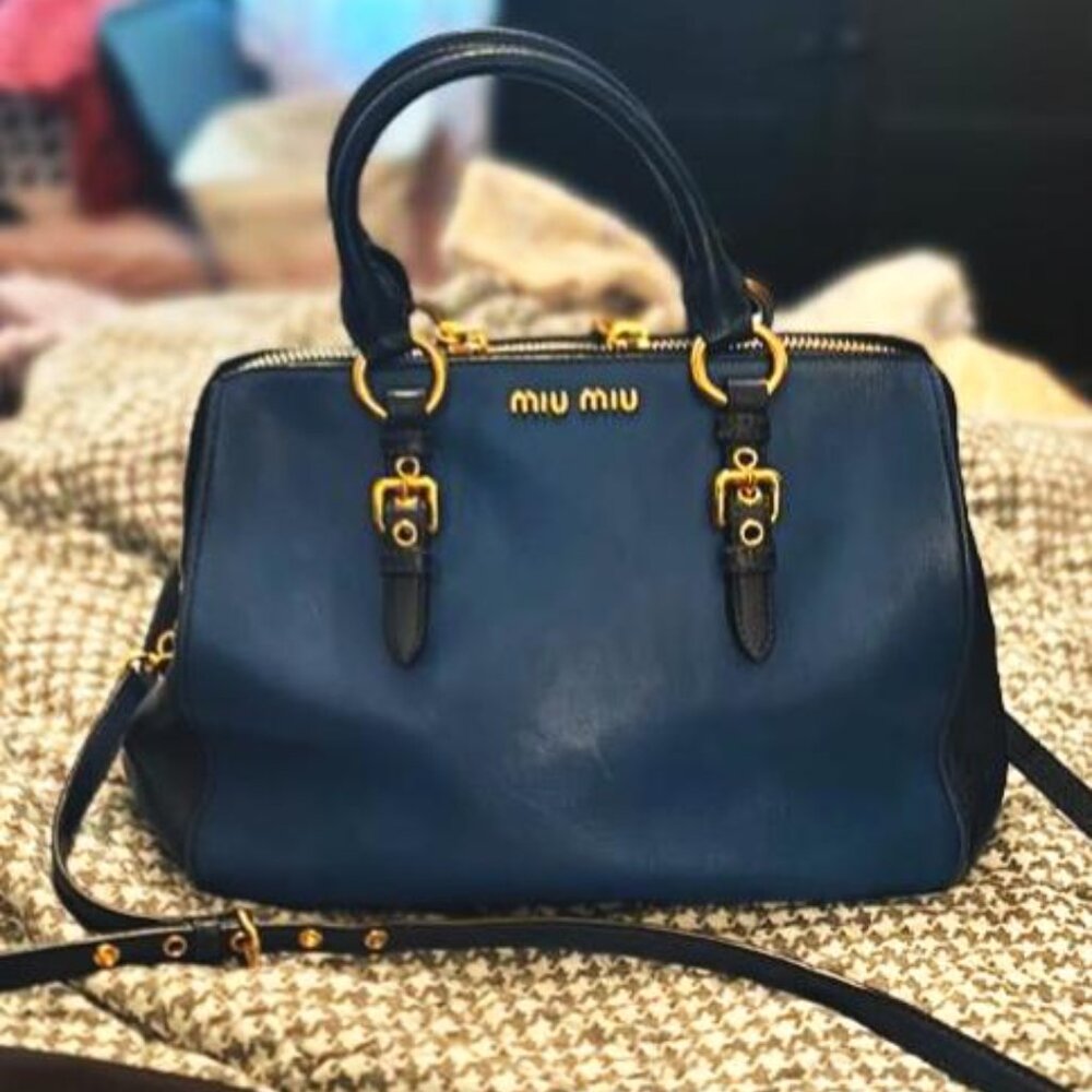 Miu Miu Vitello Daino designer Leather Bauletto Satchel Bag